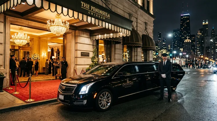 Luxury Stretch Limousine & Bridal Chauffeur Service at Chicago Peninsula Hotel